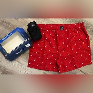 Nautica Woven Boxer Shorts 2 Pack Men's XL Red & Black